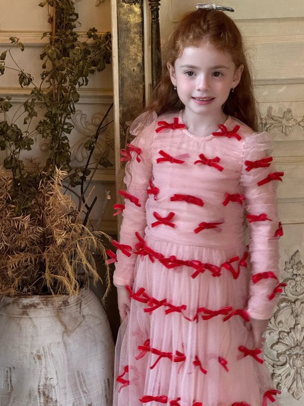 -ベロアリボンチュールロングドレスワンピース【mh0011210】 - mamahalo shop - 長袖ワンピース -  べビー服 - 子供服 - 男の子 - 女の子