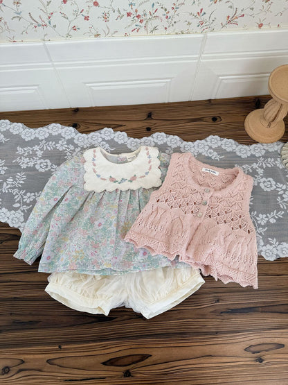 Openwork Jacquard Knitted Vest 透かし編みジャガードニットベスト【mh0012108】