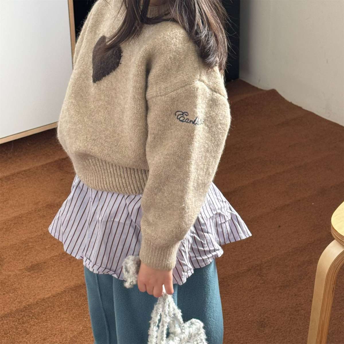 長袖ニット ハート柄プルオーバー クルーネック ゆるシルエット【mh0011432】