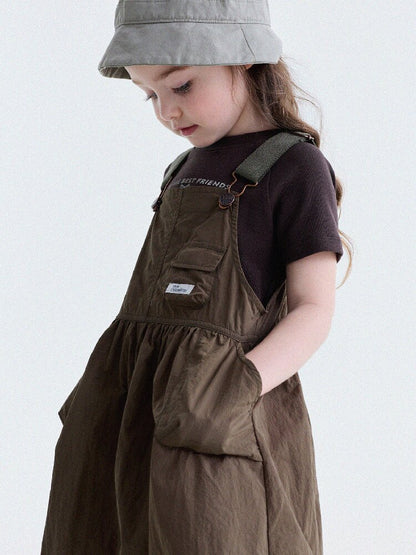 Multi Pocket Layering Bib Skirt ワークテイスト サロペットワンピース【mh0013188】