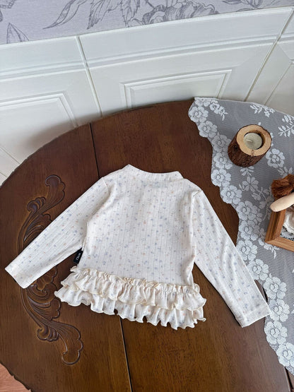 Floral Print Knitted T-Shirt 花柄 ニット Tシャツ ドールカラー【mh0012159】