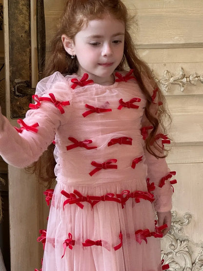 -ベロアリボンチュールロングドレスワンピース【mh0011210】 - mamahalo shop - 長袖ワンピース -  べビー服 - 子供服 - 男の子 - 女の子