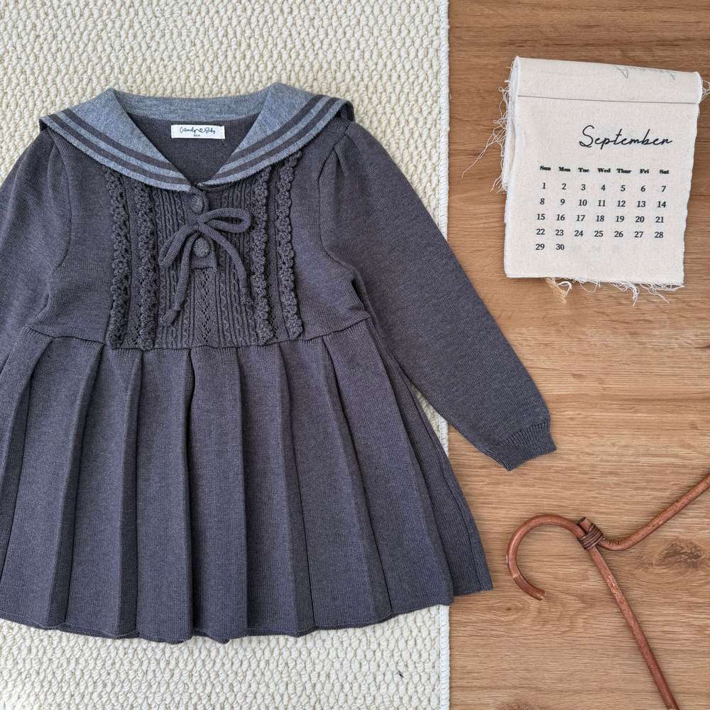 長袖ニットワンピース セーラー襟 プリーツスカート ベビー服【mh0011512】