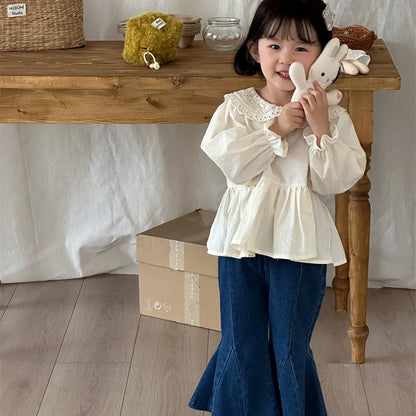 -切替デザインデニムフレアベルボトムパンツ【mh0011256】 - mamahalo shop - デニムパンツ -  べビー服 - 子供服 - 男の子 - 女の子