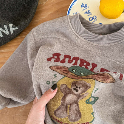 長袖フリーススウェット プリント トレーナー ゆるシルエット【mh0011435】