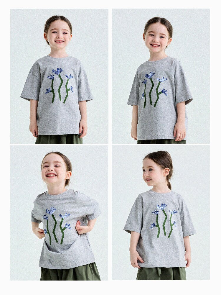 Camiseta de Manga Corta con Letras Aplicadas 【mh0013192】