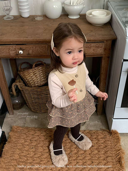 ノースリーブロンパース コーデュロイ チェック柄 フリルスカート【mh0011533】