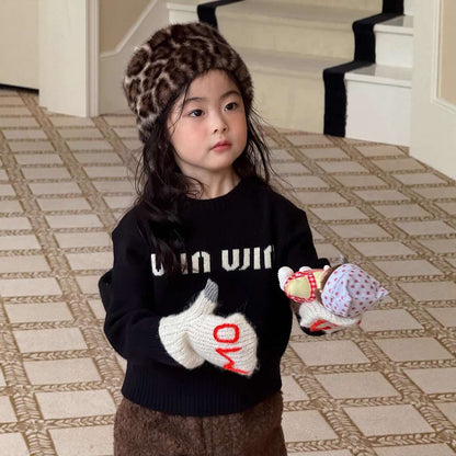 長袖セーター アルファベット刺繍 ラウンドネック プルオーバー【mh0011462】