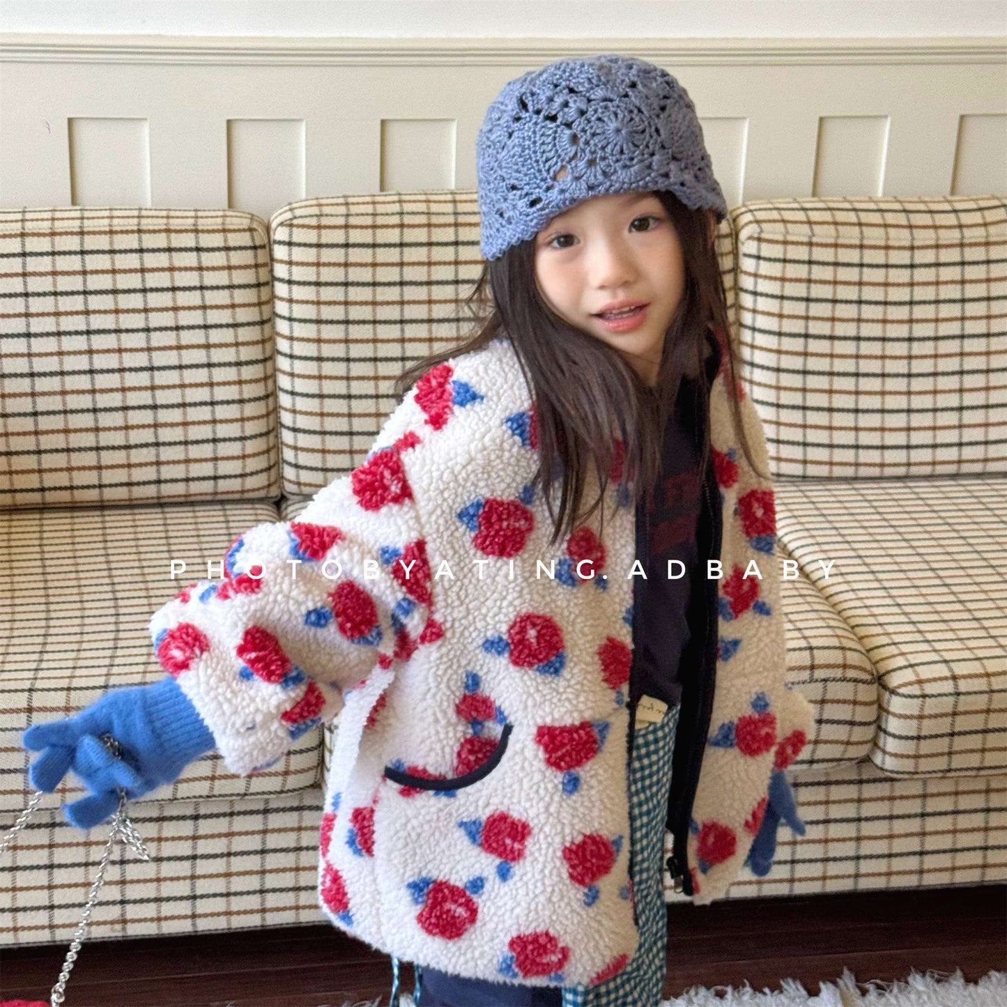 シープボアコート 花柄 フリースジャケット もこもこアウター 厚手防寒【mh0011436】