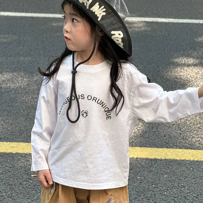 -落書き風キャラクターTシャツ ロゴ入りバックプリント長袖Tシャツ【mh0011065】 - mamahalo shop - 長袖Tシャツ -  べビー服 - 子供服 - 男の子 - 女の子