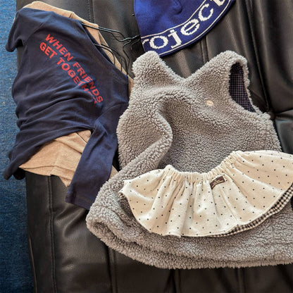 -シープボアジャンパースカート ノースリーブ ふわふわ素材 ワンピース【mh0011420】 - mamahalo shop - ノースリーブワンピース -  べビー服 - 子供服 - 男の子 - 女の子