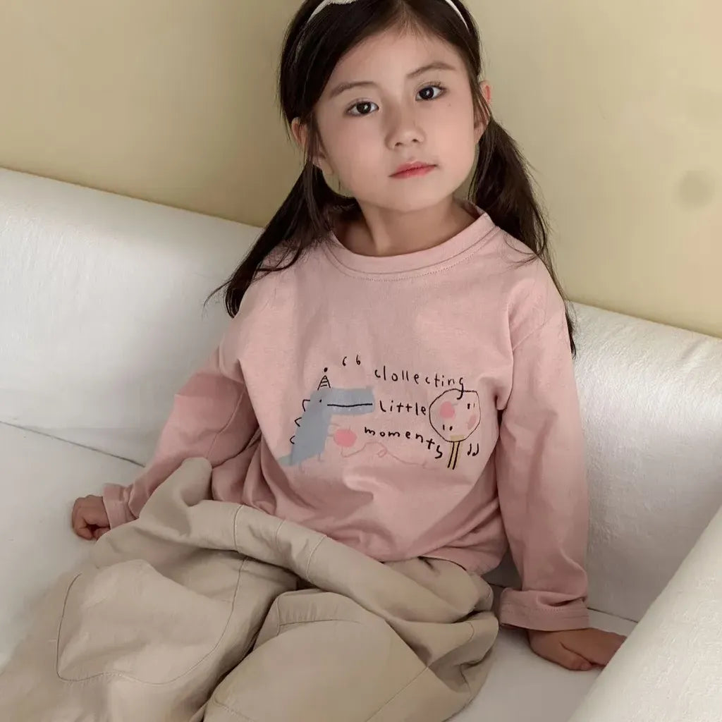 -手描き風イラスト長袖Tシャツ【mh0011229】 - mamahalo shop - 長袖Tシャツ -  べビー服 - 子供服 - 男の子 - 女の子