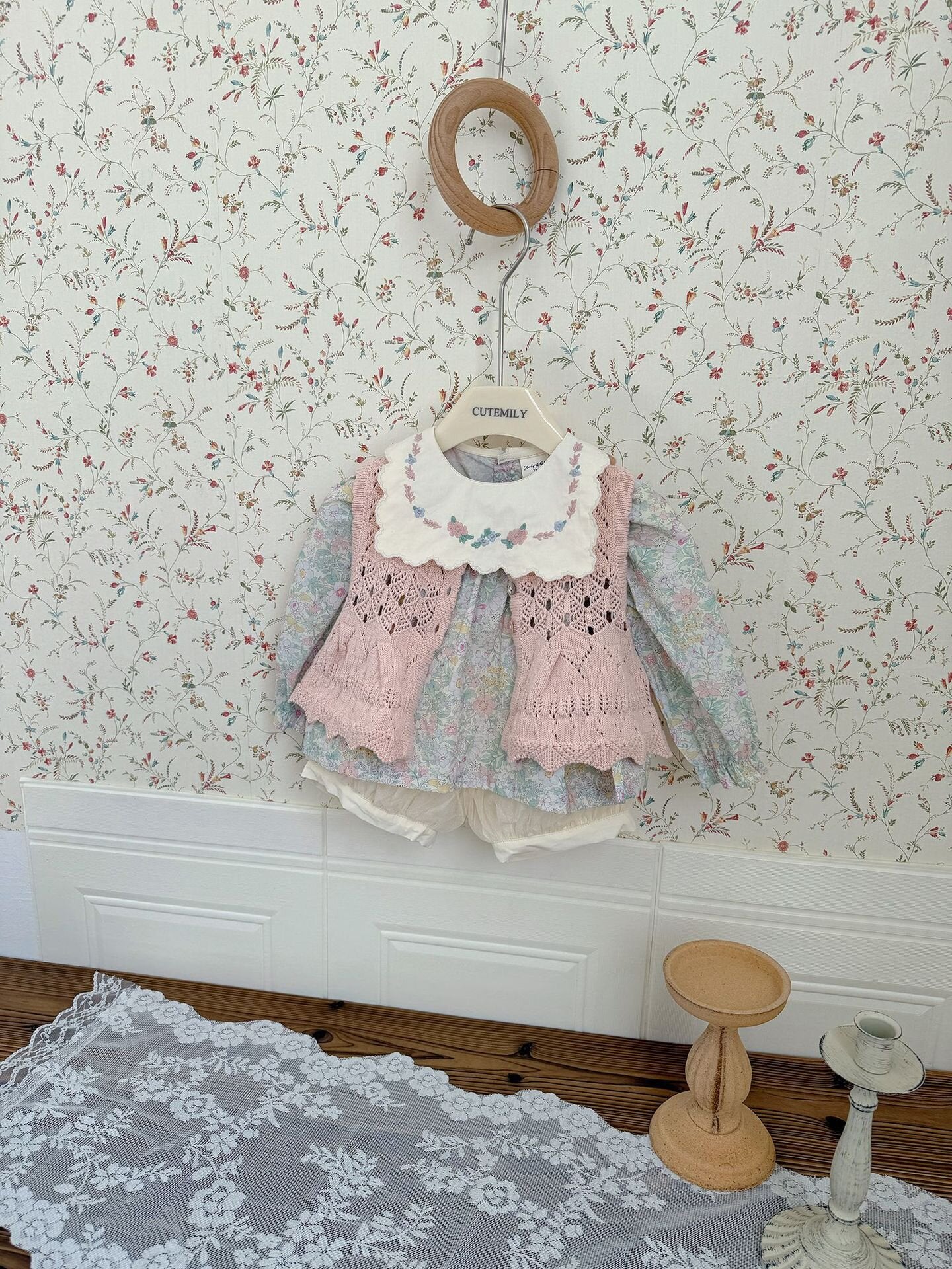 Openwork Jacquard Knitted Vest 透かし編みジャガードニットベスト【mh0012108】