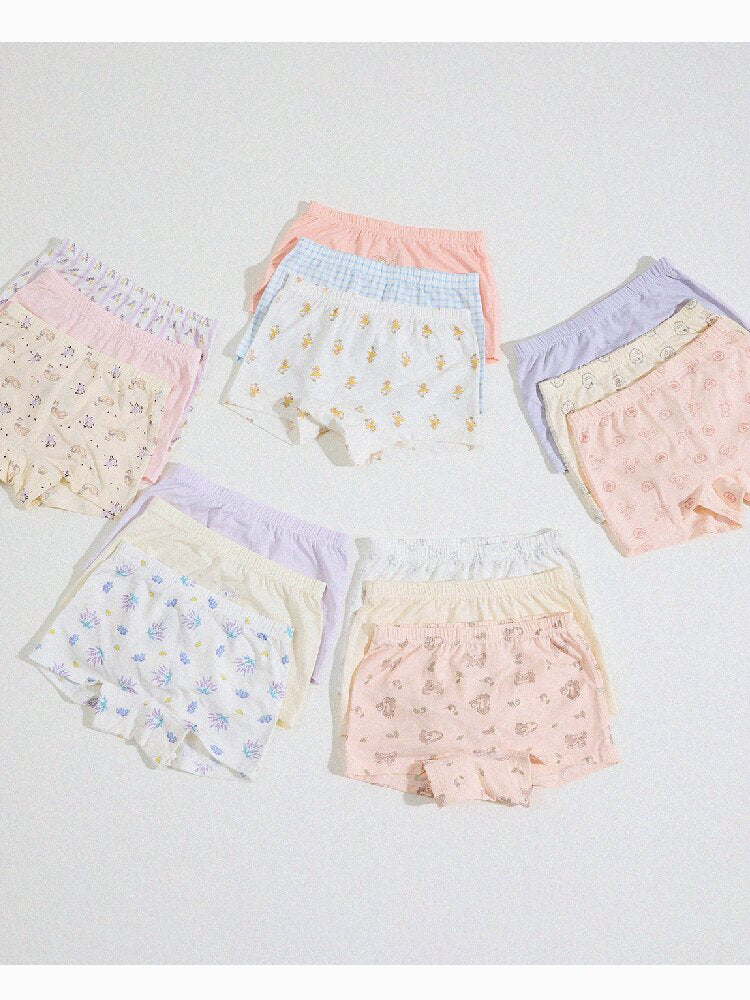 Girls' Cartoon Breathable Boxer Shorts ボタニカルプリント ボクサーパンツ【mh0013205】