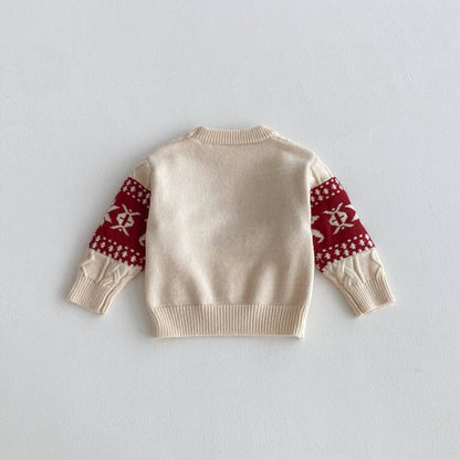 -長袖セーター ニット プルオーバー ノルディック柄 雪の結晶 トナカイ柄 あったか【mh0011378】 - mamahalo shop - ニット・セーター -  べビー服 - 子供服 - 男の子 - 女の子