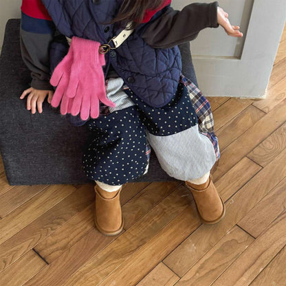 -パッチワークロングパンツ デニム調 キルティング 中綿入り【mh0011424】 - mamahalo shop - ロングパンツ・スウェットパンツ -  べビー服 - 子供服 - 男の子 - 女の子