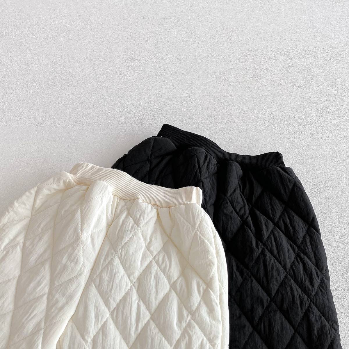 -長袖キルティングジャケット+パンツ セットアップ 2点セット 防寒 中綿ダイヤ柄【mh0011387】 - mamahalo shop - 長袖セットアップ -  べビー服 - 子供服 - 男の子 - 女の子