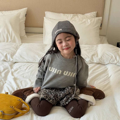 長袖セーター アルファベット刺繍 ラウンドネック プルオーバー【mh0011462】