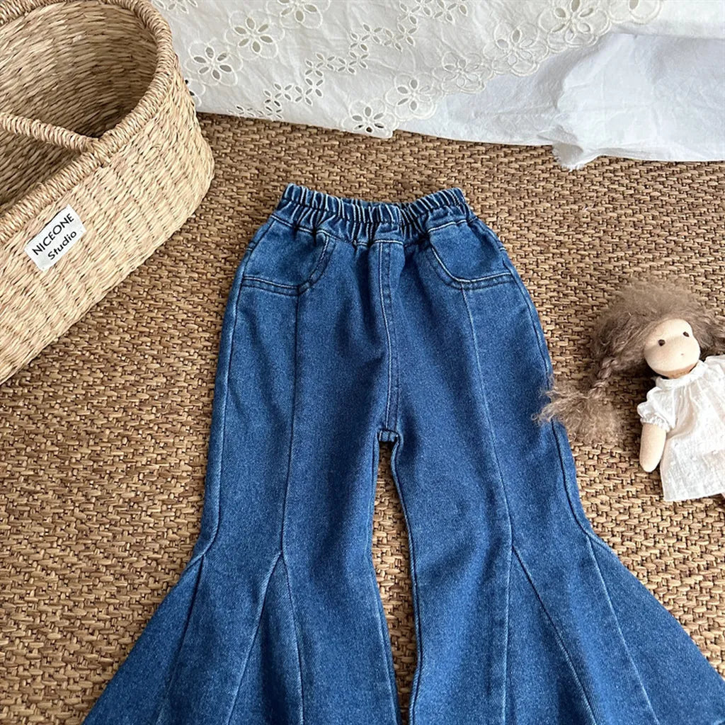 -切替デザインデニムフレアベルボトムパンツ【mh0011256】 - mamahalo shop - デニムパンツ -  べビー服 - 子供服 - 男の子 - 女の子