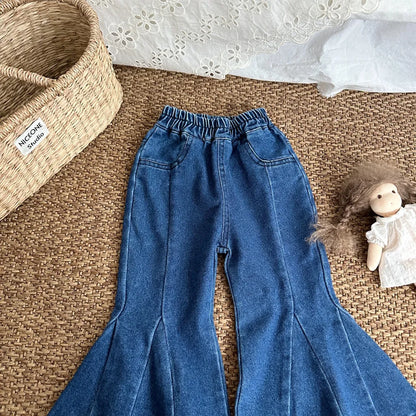 -切替デザインデニムフレアベルボトムパンツ【mh0011256】 - mamahalo shop - デニムパンツ -  べビー服 - 子供服 - 男の子 - 女の子