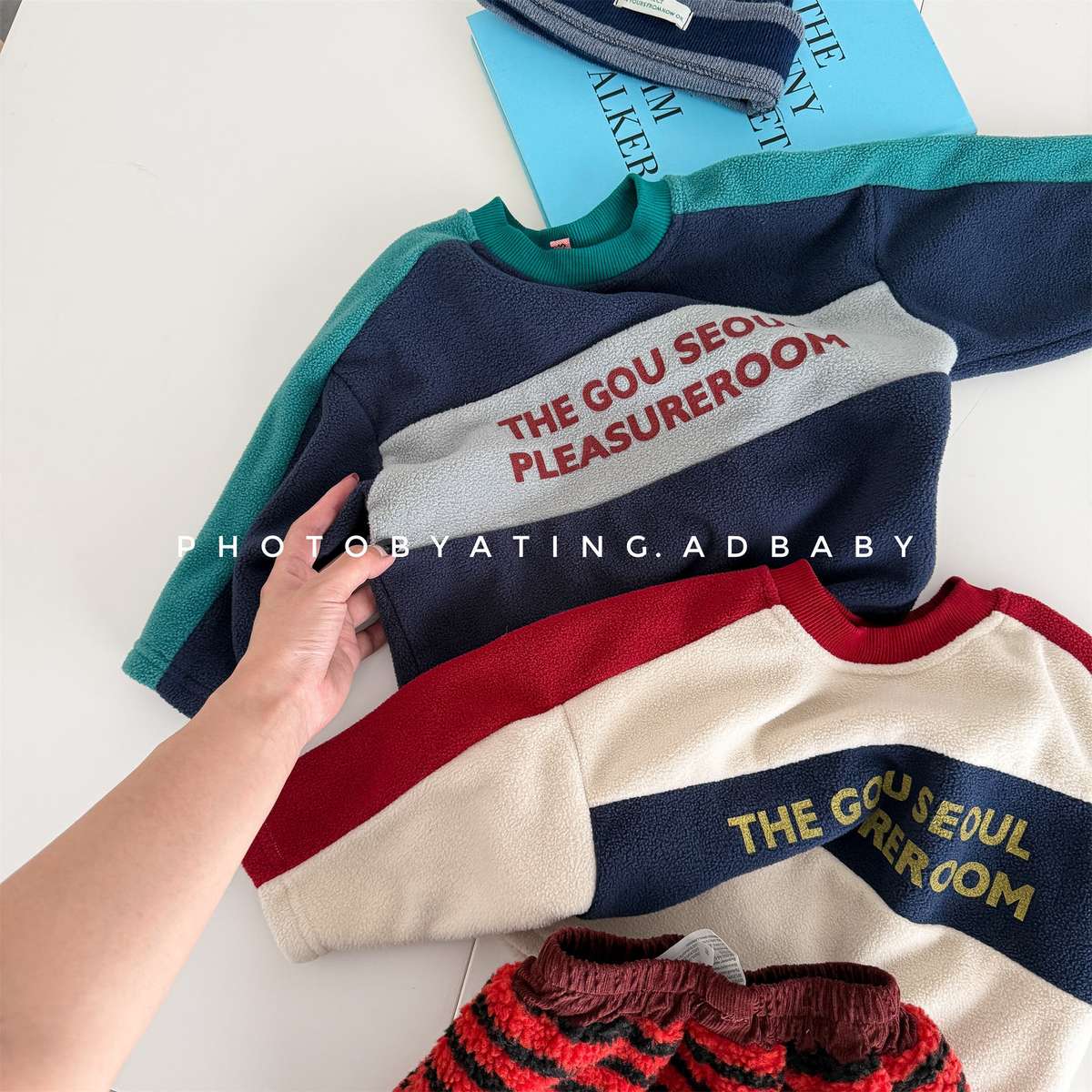 -長袖フリース ラグラン袖 プリントロゴ クルーネック トップス【mh0011426】 - mamahalo shop - 長袖Tシャツ -  べビー服 - 子供服 - 男の子 - 女の子