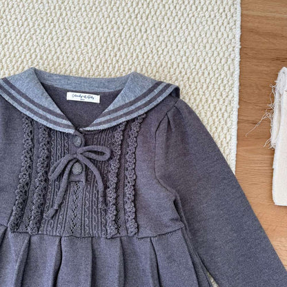 長袖ニットワンピース セーラー襟 プリーツスカート ベビー服【mh0011512】