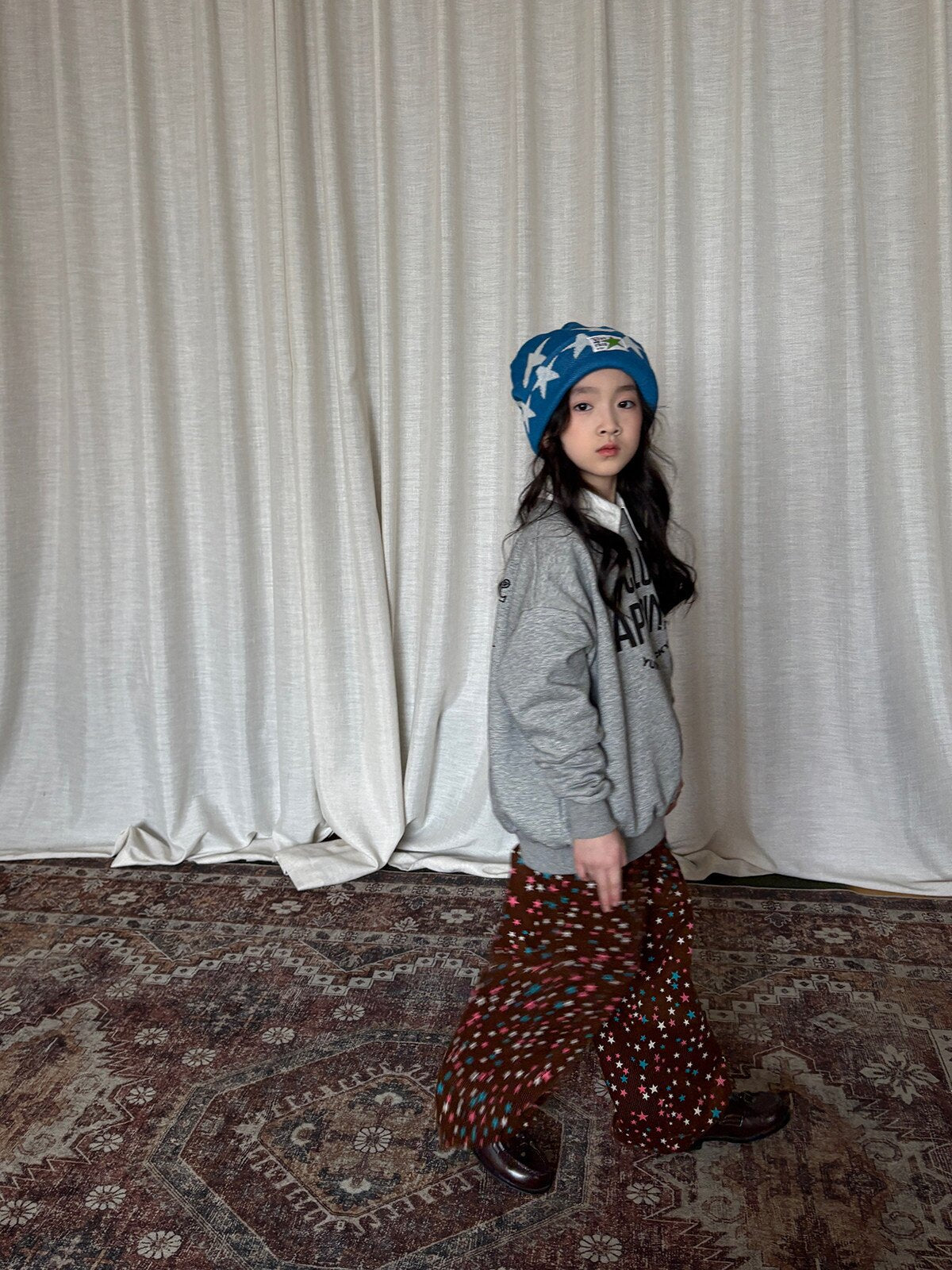 yummy&rocky | Star Print Soft Terry Thick T-Shirt 星柄テリー厚手長袖Tシャツ【mh0020103】