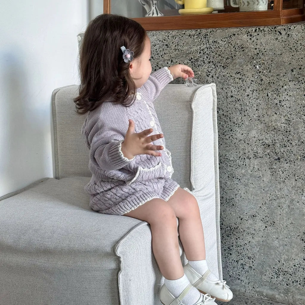 -ケーブルニットカーディガン+ショートパンツ 2点セット【mh0011169】 - mamahalo shop - 長袖セットアップ -  べビー服 - 子供服 - 男の子 - 女の子