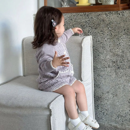 -ケーブルニットカーディガン+ショートパンツ 2点セット【mh0011169】 - mamahalo shop - 長袖セットアップ -  べビー服 - 子供服 - 男の子 - 女の子