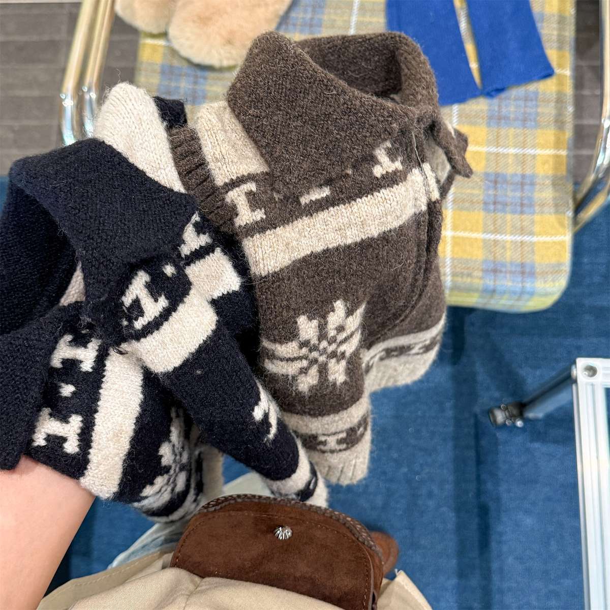 ニットベスト ジップアップ ノルディック柄 ノースリーブ トップス【mh0011429】