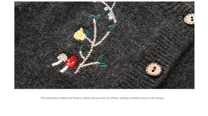 -長袖カーディガン ウール混紡 刺繍デザイン クルーネック【mh0011343】 - mamahalo shop - カーディガン・パーカー -  べビー服 - 子供服 - 男の子 - 女の子