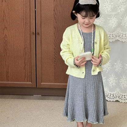 -ショート丈Vネックニットカーディガン【mh0011255】 - mamahalo shop - カーディガン・パーカー -  べビー服 - 子供服 - 男の子 - 女の子