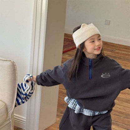 長袖フリースジャケット+ロングパンツ 2点セット もこもこセットアップ【mh0011434】