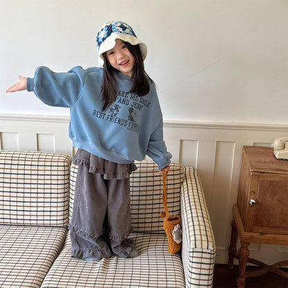 -長袖スウェットトレーナー 裏起毛 プリントロゴ入り カジュアルトップス【mh0011399】 - mamahalo shop - トレーナー・フーディ -  べビー服 - 子供服 - 男の子 - 女の子