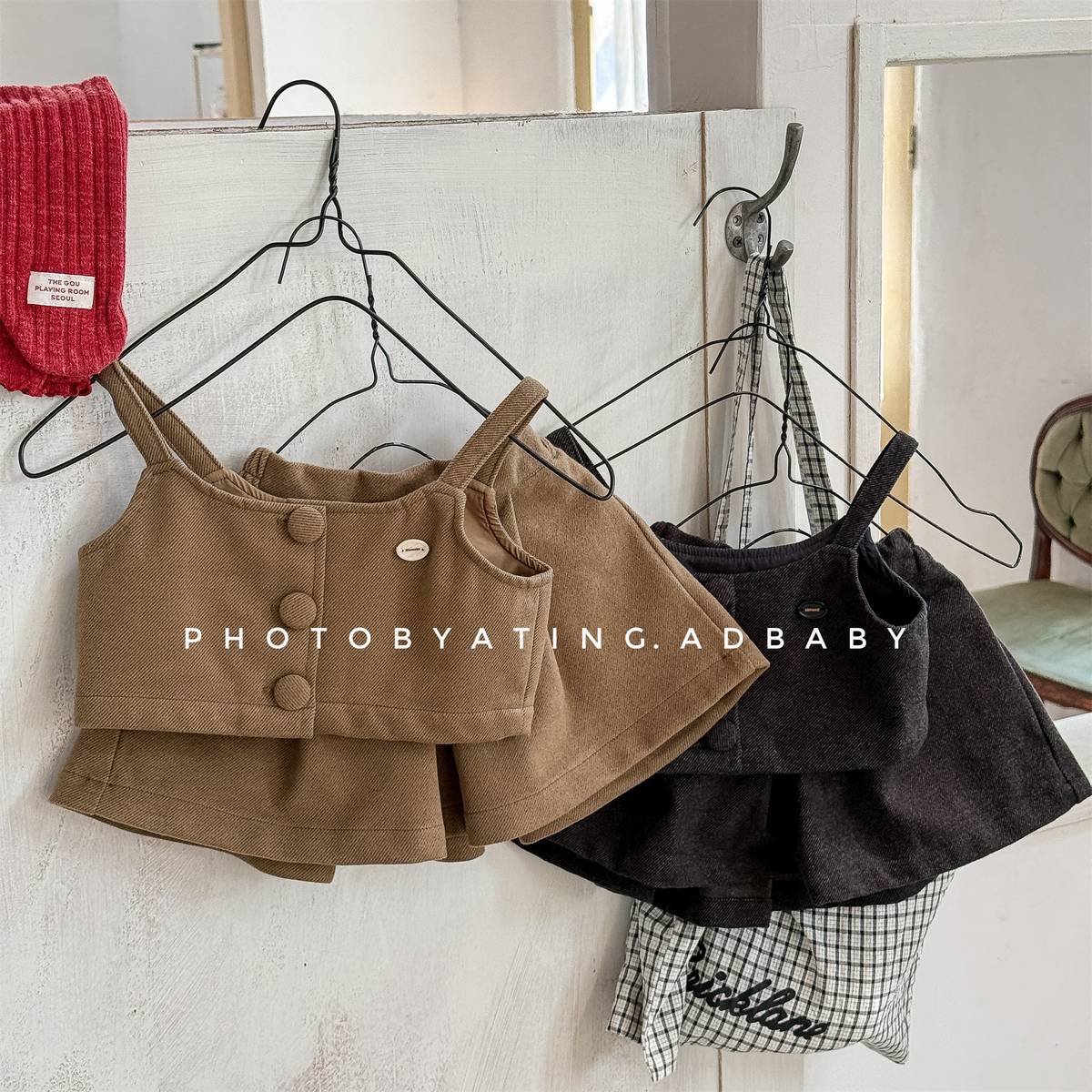 -キャミソールトップス+スカートセットアップ 2点セット ウール調素材【mh0011413】 - mamahalo shop - ノースリーブセットアップ -  べビー服 - 子供服 - 男の子 - 女の子