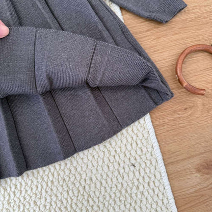 長袖ニットワンピース セーラー襟 プリーツスカート ベビー服【mh0011512】