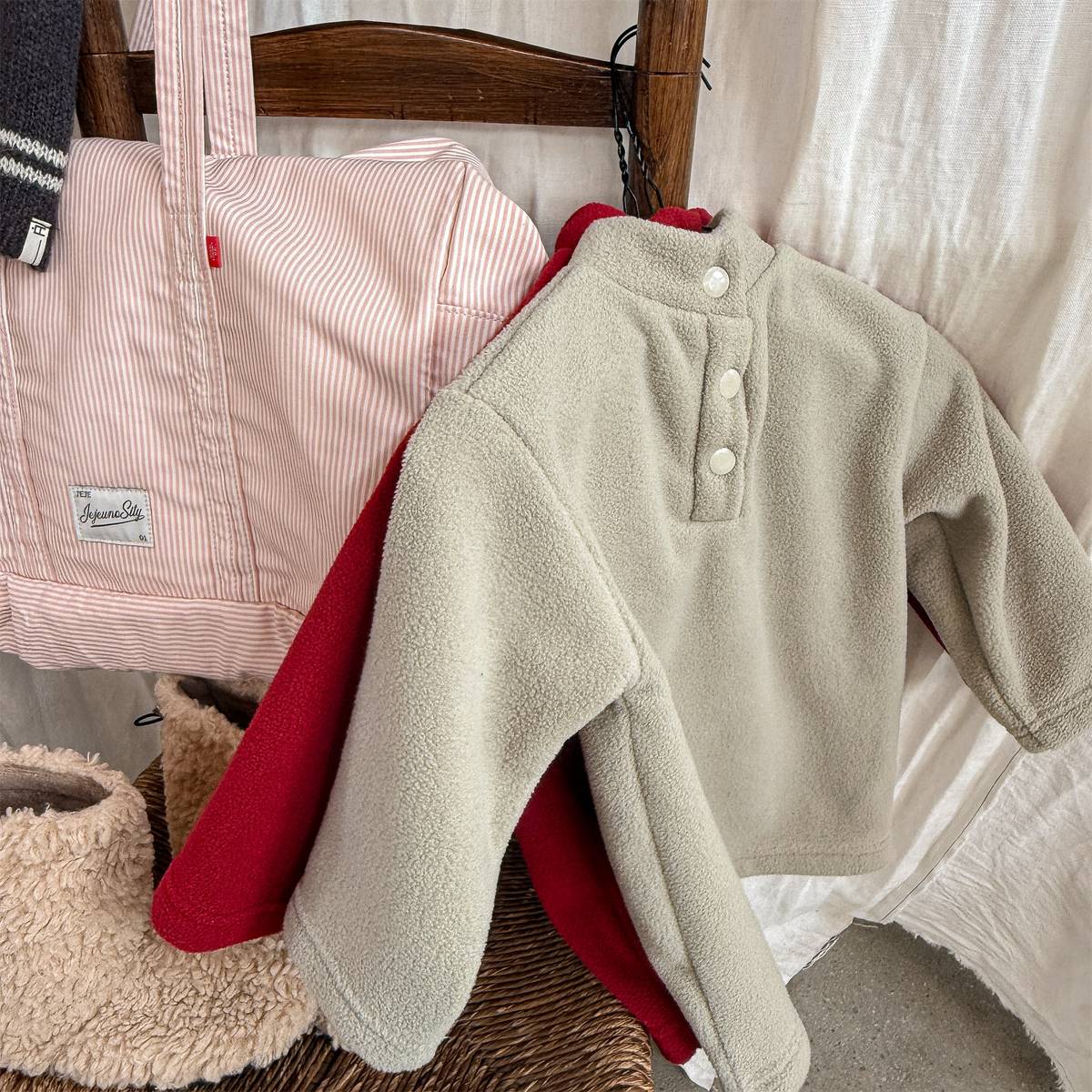 -長袖Tシャツ フリース素材 ハイネック ペンギン刺繍 プルオーバー【mh0011407】 - mamahalo shop - 長袖Tシャツ -  べビー服 - 子供服 - 男の子 - 女の子