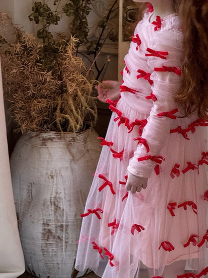 -ベロアリボンチュールロングドレスワンピース【mh0011210】 - mamahalo shop - 長袖ワンピース -  べビー服 - 子供服 - 男の子 - 女の子