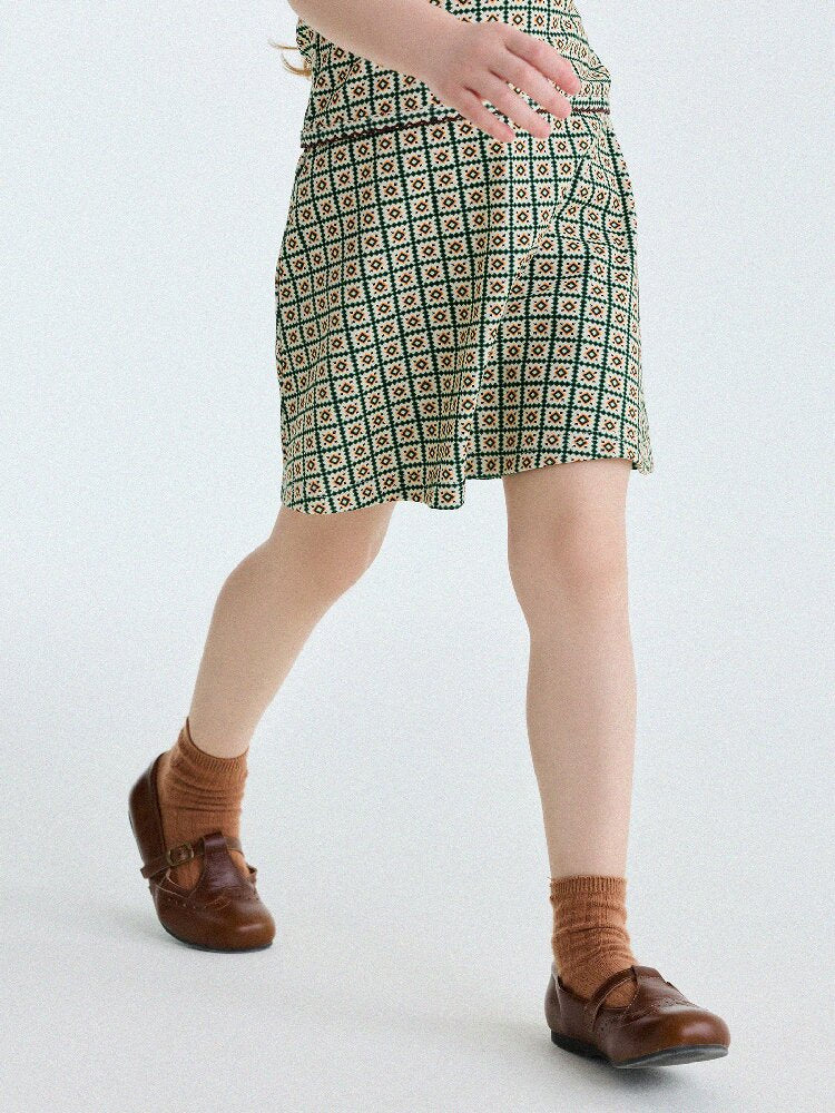 Retro Geometric Tank Top Skort ダイヤ柄 タンクトップ パンツインスカート【mh0013185】