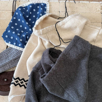 ニットフーディ ジップアップ ノルディック柄 カーディガン【mh0011430】