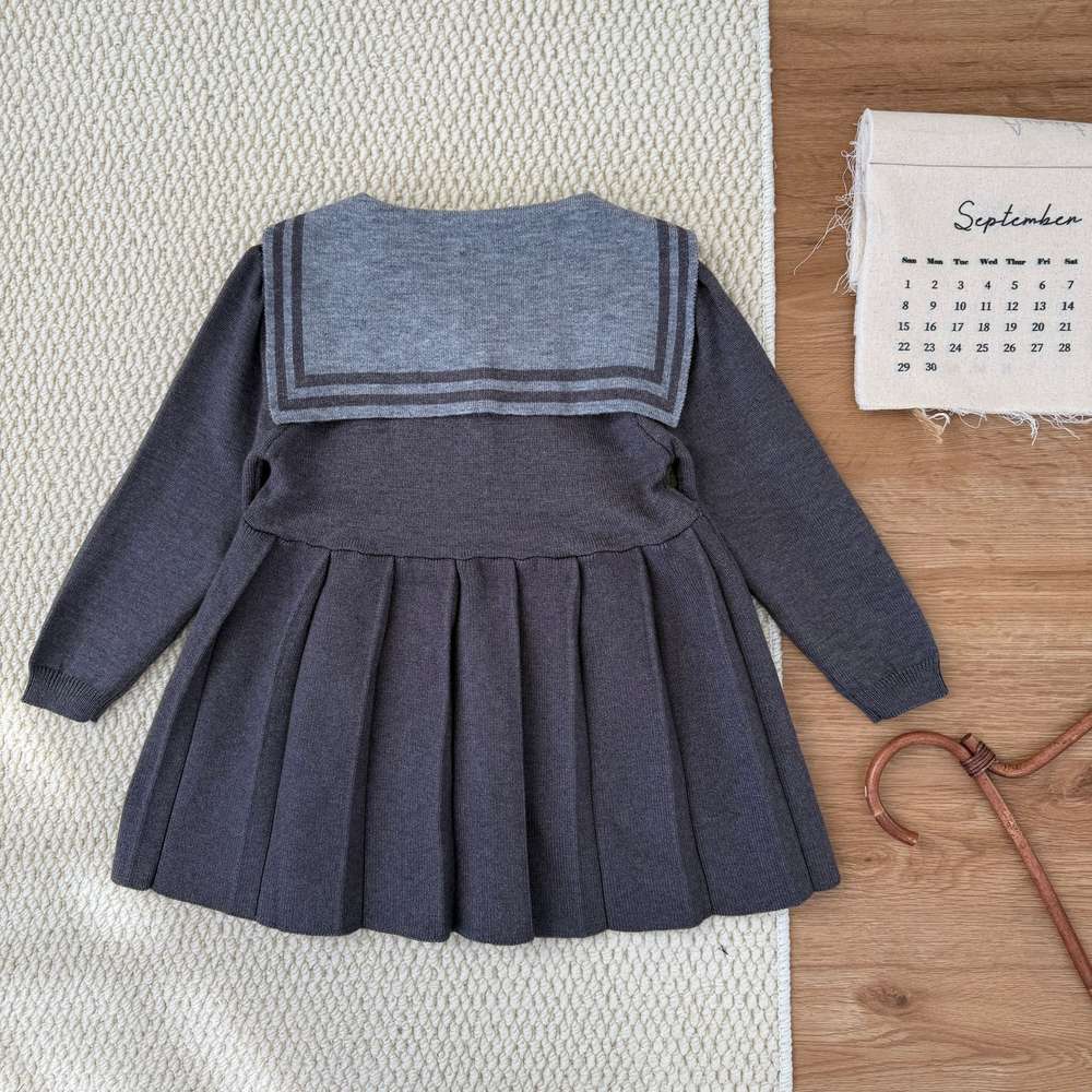長袖ニットワンピース セーラー襟 プリーツスカート ベビー服【mh0011512】