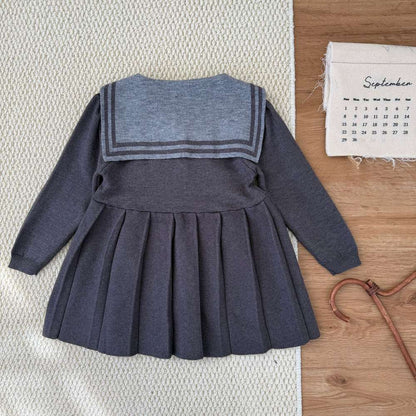 長袖ニットワンピース セーラー襟 プリーツスカート ベビー服【mh0011512】