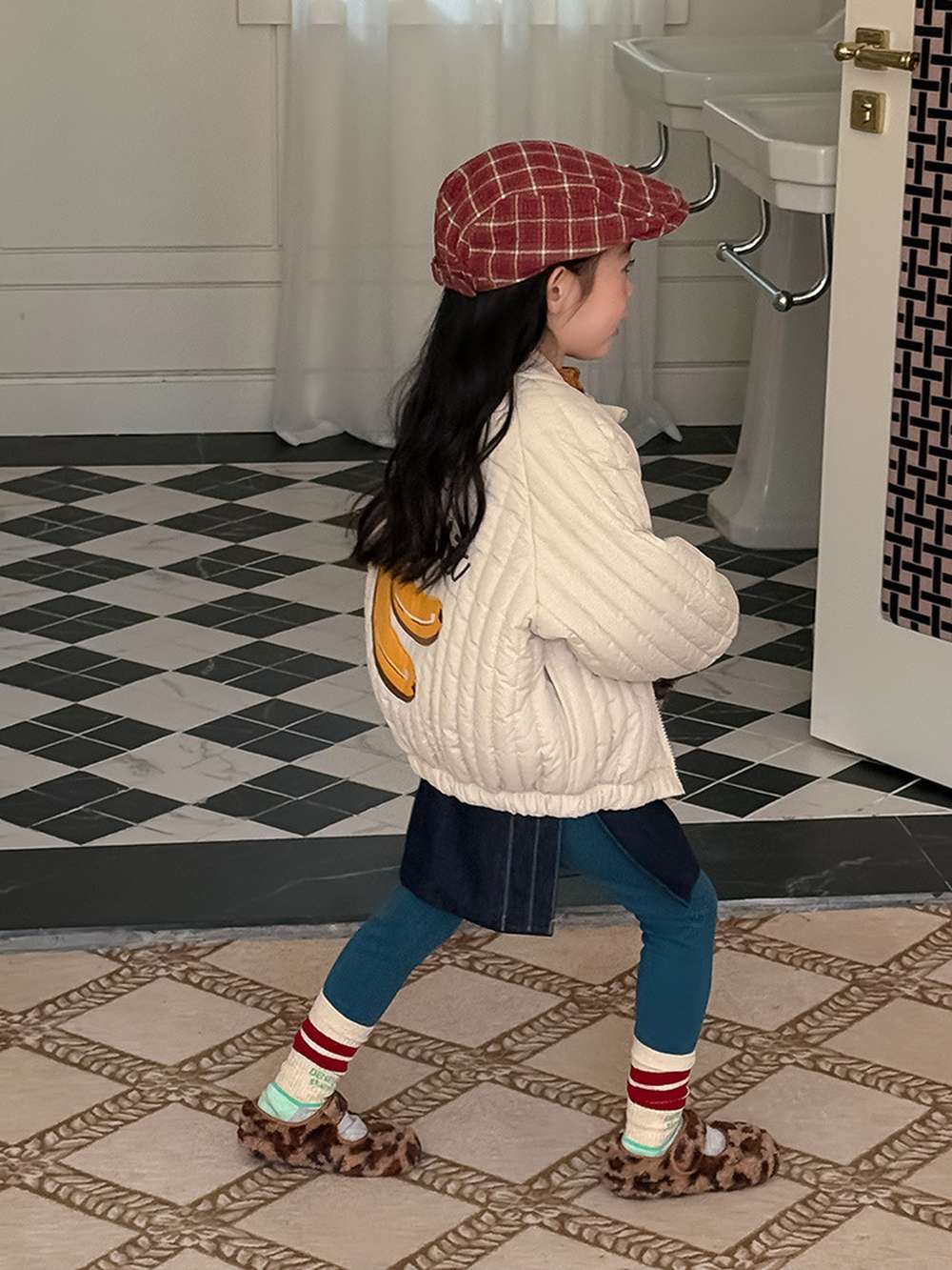 Long-sleeved quilted jacket | Padded and fully embroidered | Character print outerwear [mh0011467]