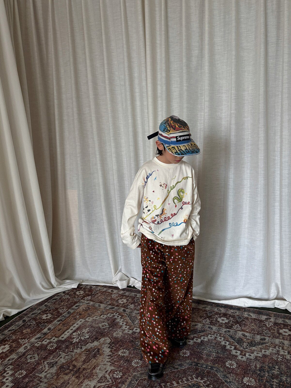 yummy&rocky | Star Print Cotton Corduroy Pants 星柄コーデュロイストレートパンツ【mh0020101】