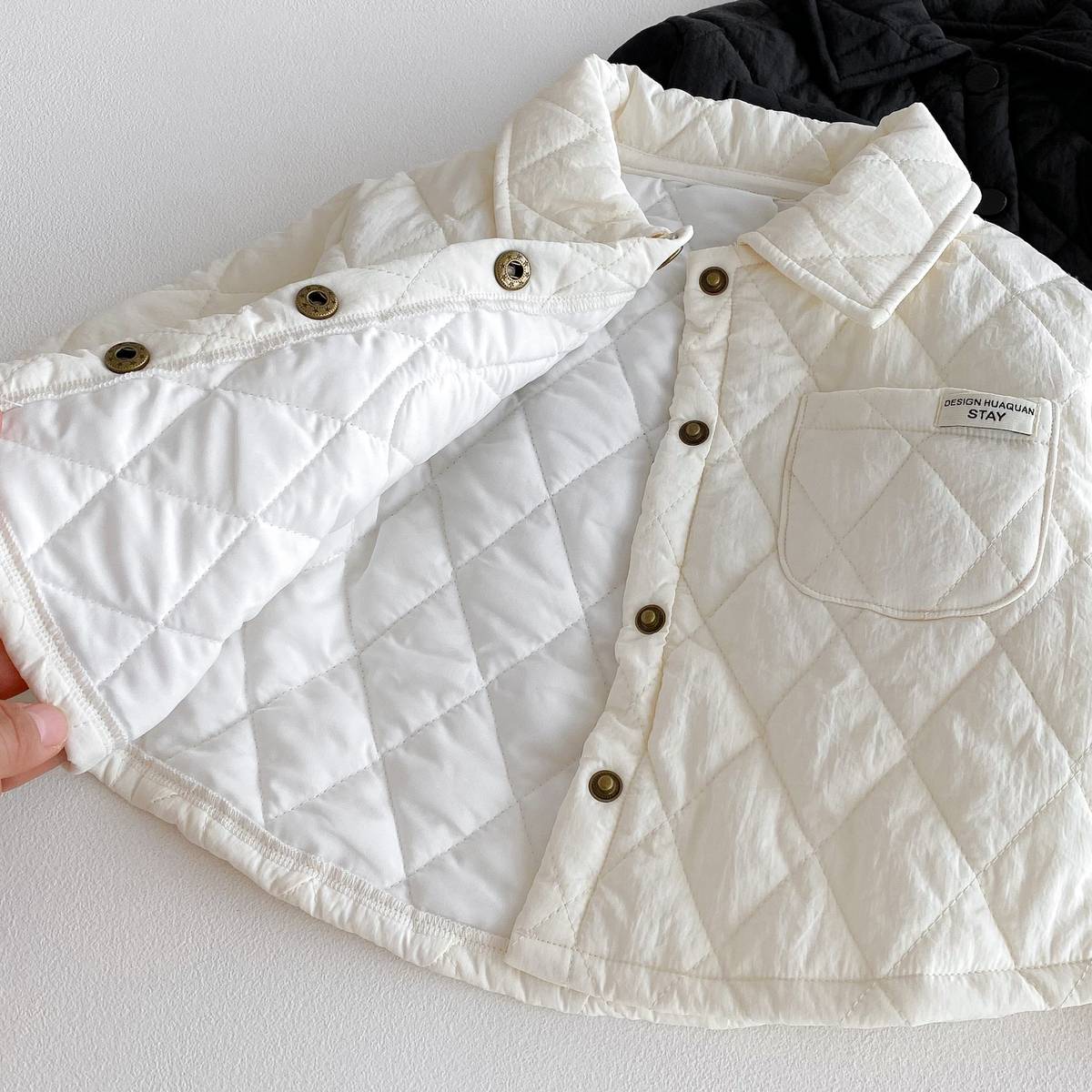 -長袖キルティングジャケット+パンツ セットアップ 2点セット 防寒 中綿ダイヤ柄【mh0011387】 - mamahalo shop - 長袖セットアップ -  べビー服 - 子供服 - 男の子 - 女の子