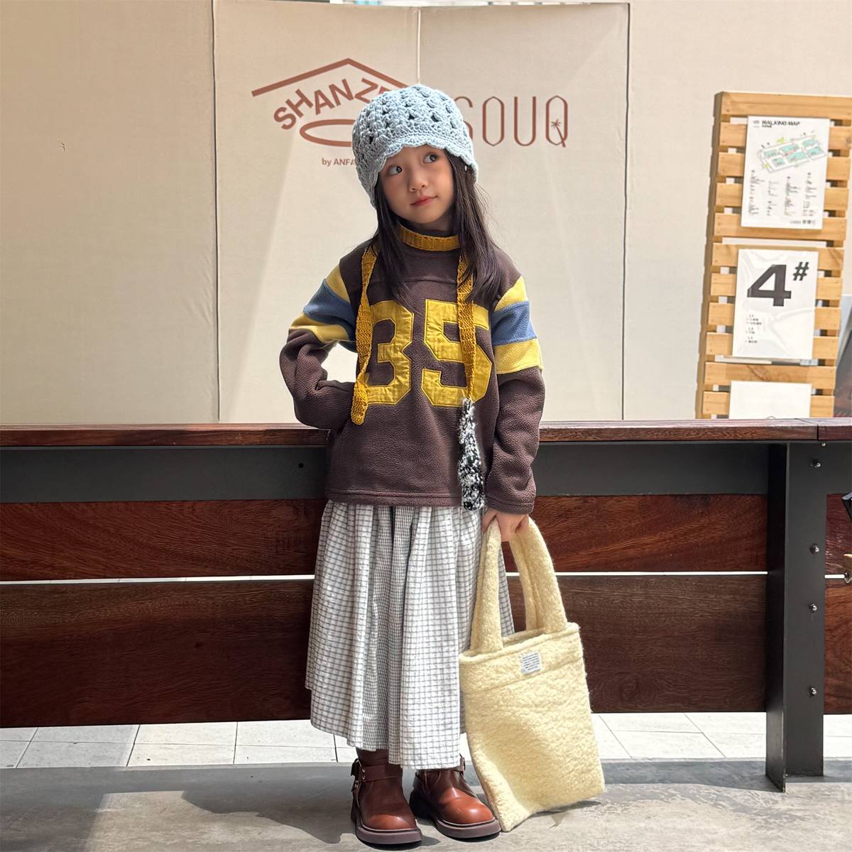 -長袖フリース プルオーバー ナンバーワッペン ハイネック スリーブデザイン【mh0011409】 - mamahalo shop - トレーナー・フーディ -  べビー服 - 子供服 - 男の子 - 女の子