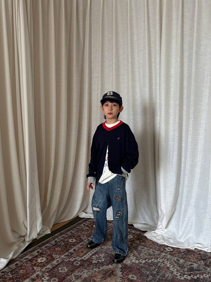 yummy&rocky | Embroidered Ripped Heavy Jeans 刺繍クラッシュ加工ヘビーデニム【mh0020107】