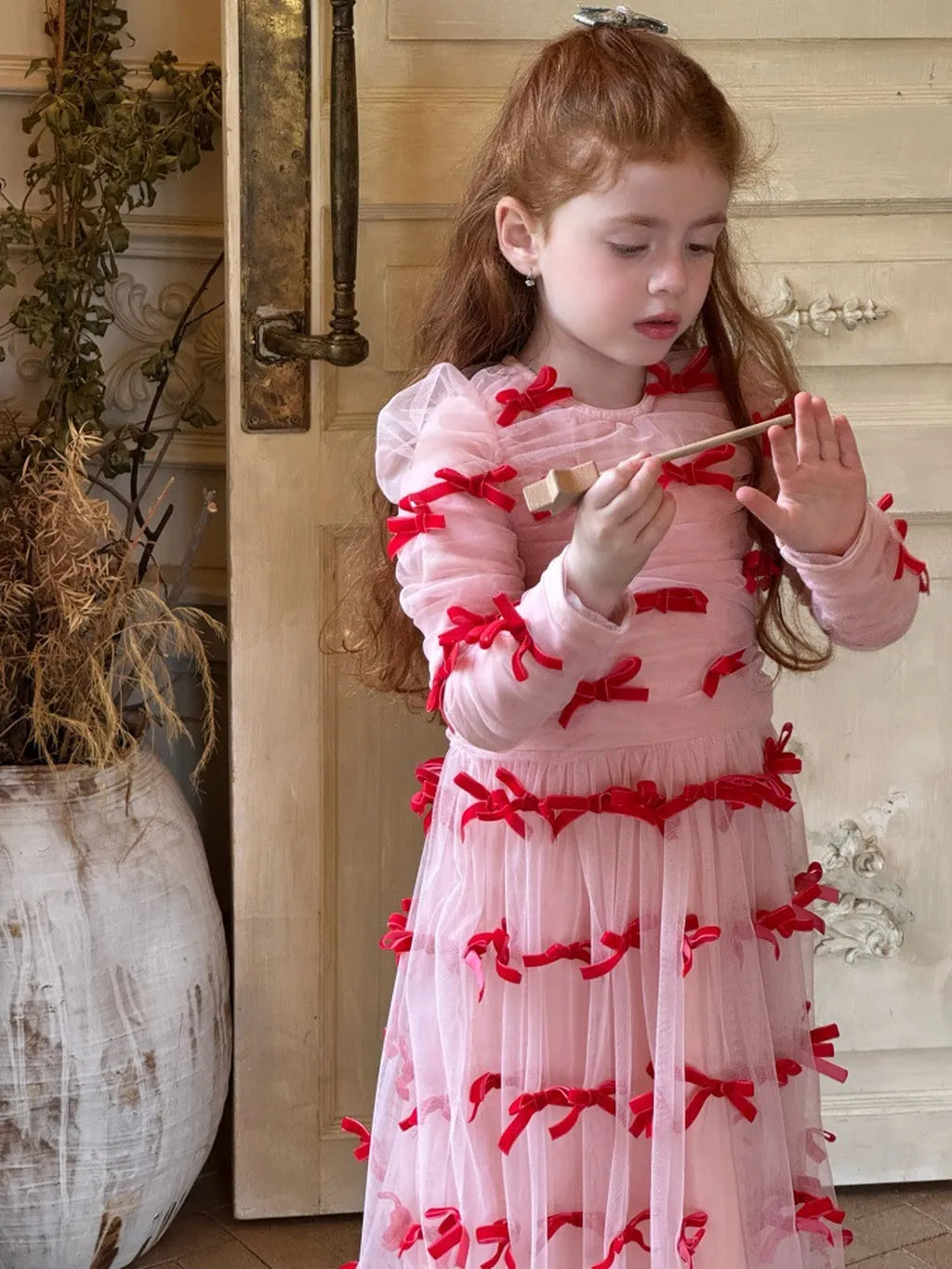 -ベロアリボンチュールロングドレスワンピース【mh0011210】 - mamahalo shop - 長袖ワンピース -  べビー服 - 子供服 - 男の子 - 女の子