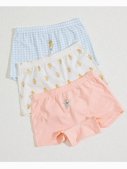 Girls' Cartoon Breathable Boxer Shorts ボタニカルプリント ボクサーパンツ【mh0013205】