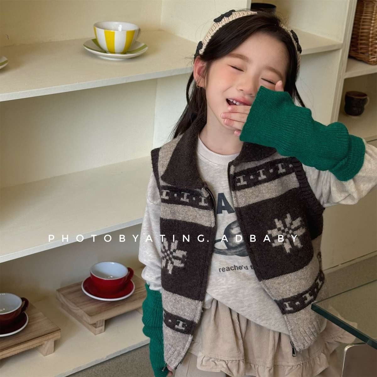 ニットベスト ジップアップ ノルディック柄 ノースリーブ トップス【mh0011429】